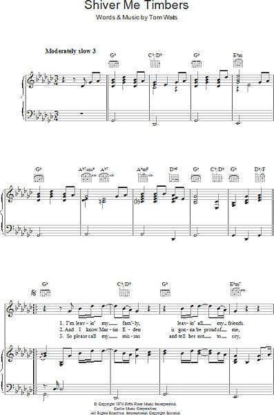 open zoom image for Shiver Me Timbers - Piano/Vocal/Guitar, New, Main