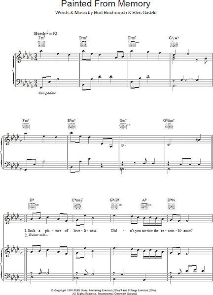 open zoom image for Painted From Memory - Piano/Vocal/Guitar, New, Main