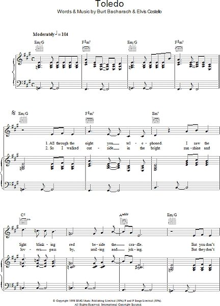 open zoom image for Toledo - Piano/Vocal/Guitar, New, Main