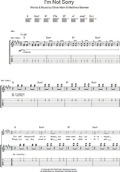 open zoom image for I'm Not Sorry - Guitar TAB, New, Main