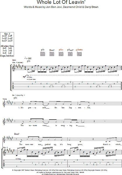 open zoom image for Whole Lot Of Leavin' - Guitar TAB, New, Main