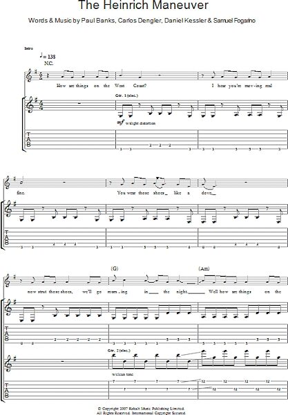open zoom image for The Heinrich Maneuver - Guitar TAB, New, Main