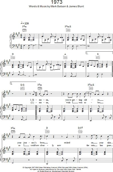 open zoom image for 1973 - Piano/Vocal/Guitar, New, Main