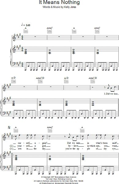 open zoom image for It Means Nothing - Piano/Vocal/Guitar, New, Main