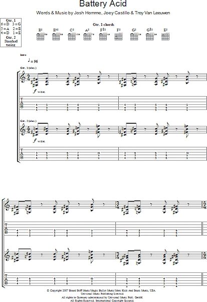 open zoom image for Battery Acid - Guitar TAB, New, Main