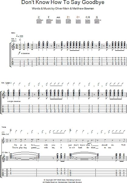 open zoom image for Don't Know How To Say Goodbye - Guitar TAB, New, Main
