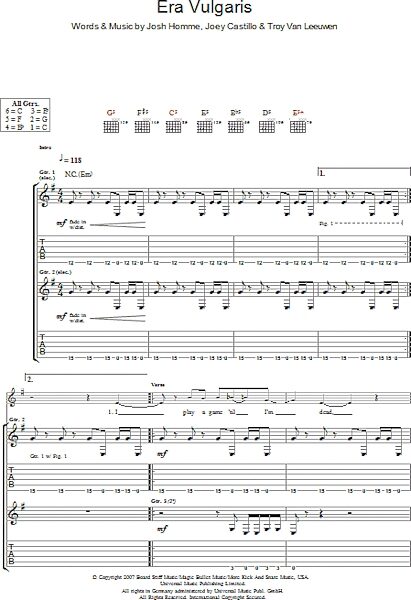 open zoom image for Era Vulgaris - Guitar TAB, New, Main