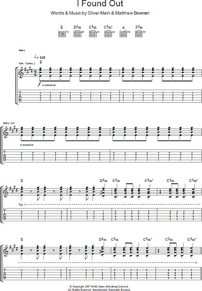 open zoom image for I Found Out - Guitar TAB, New, Main