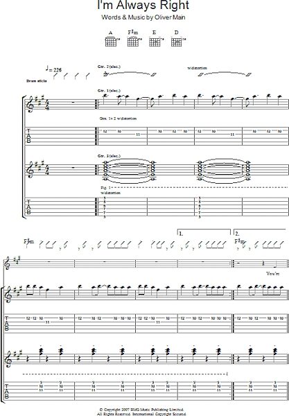 open zoom image for I'm Always Right - Guitar TAB, New, Main