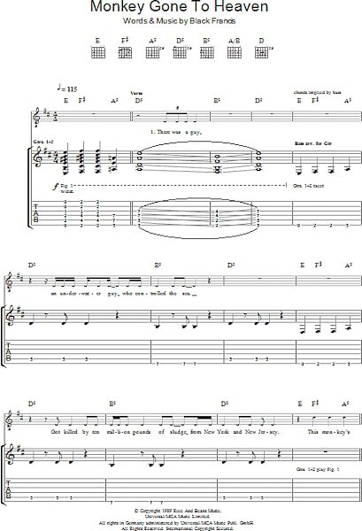 open zoom image for Monkey Gone To Heaven - Guitar TAB, New, Main