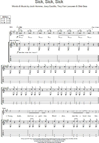 open zoom image for Sick, Sick, Sick - Guitar TAB, New, Main