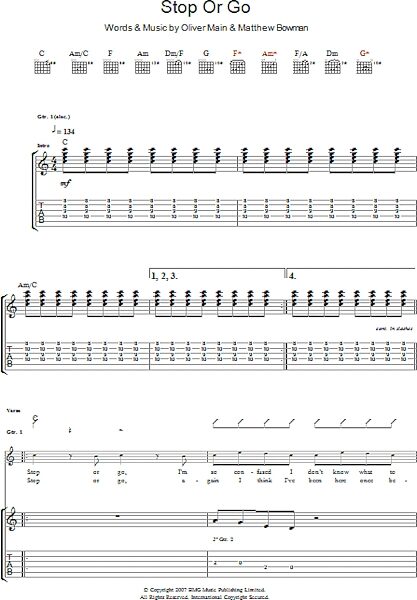 open zoom image for Stop Or Go - Guitar TAB, New, Main
