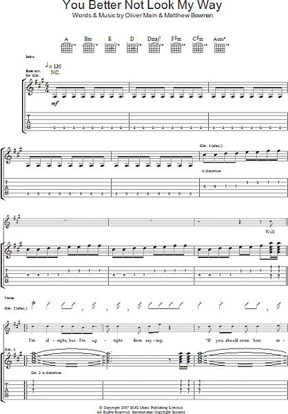 open zoom image for You Better Not Look My Way - Guitar TAB, New, Main
