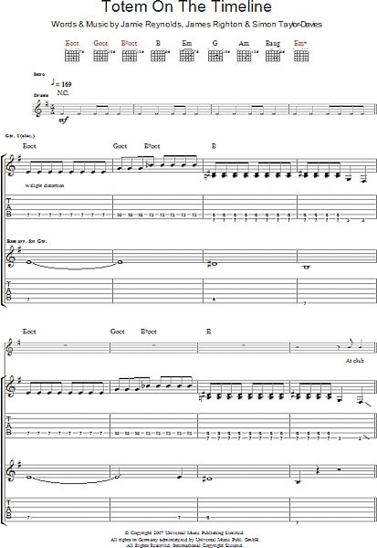 open zoom image for Totem On The Timeline - Guitar TAB, New, Main