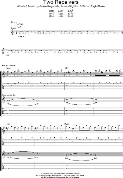 open zoom image for Two Receivers - Guitar TAB, New, Main