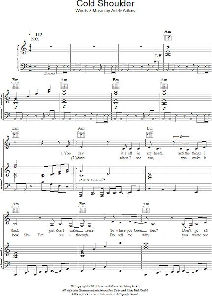 open zoom image for Cold Shoulder - Piano/Vocal/Guitar, New, Main