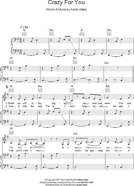 open zoom image for Crazy For You - Piano/Vocal/Guitar, New, Main