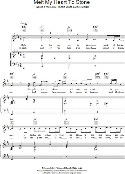 open zoom image for Melt My Heart To Stone - Piano/Vocal/Guitar, New, Main