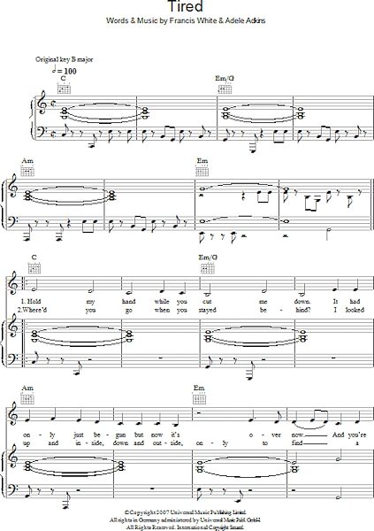 open zoom image for Tired - Piano/Vocal/Guitar, New, Main
