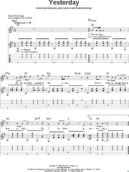 open zoom image for Yesterday - Guitar Tab Play-Along, New, Main