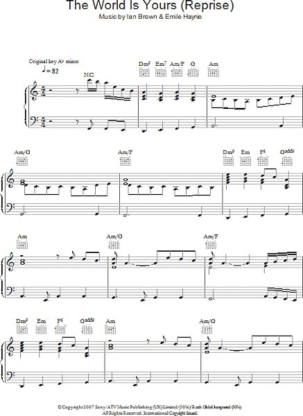 open zoom image for The World Is Yours (Reprise) - Piano/Vocal/Guitar, New, Main