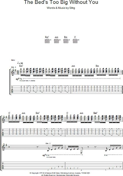 open zoom image for The Bed's Too Big Without You - Guitar TAB, New, Main