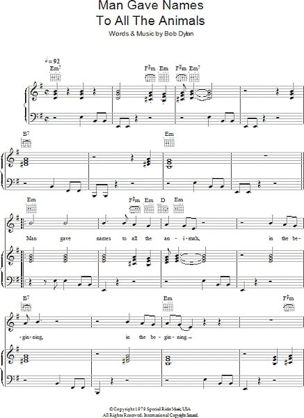 open zoom image for Man Gave Names To All The Animals - Piano/Vocal/Guitar, New, Main