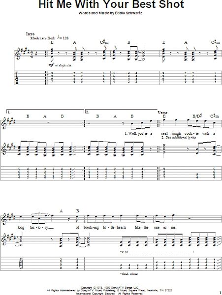 open zoom image for Hit Me With Your Best Shot - Guitar Tab Play-Along, New, Main