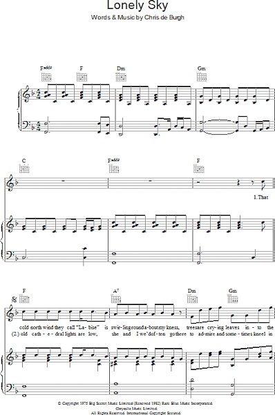 open zoom image for Lonely Sky - Piano/Vocal/Guitar, New, Main