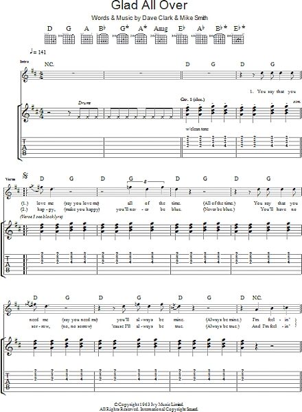 open zoom image for Glad All Over - Guitar TAB, New, Main