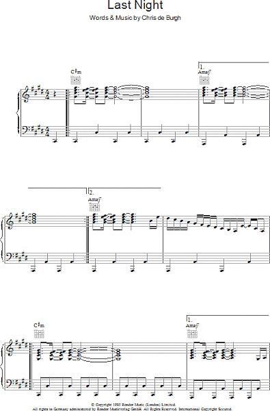 open zoom image for Last Night - Piano/Vocal/Guitar, New, Main