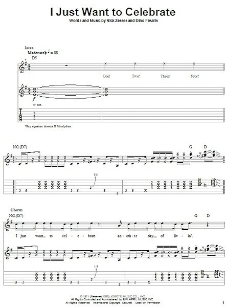 open zoom image for I Just Want To Celebrate - Guitar Tab Play-Along, New, Main