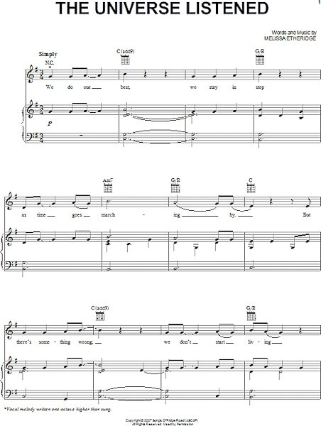 open zoom image for The Universe Listened - Piano/Vocal/Guitar, New, Main