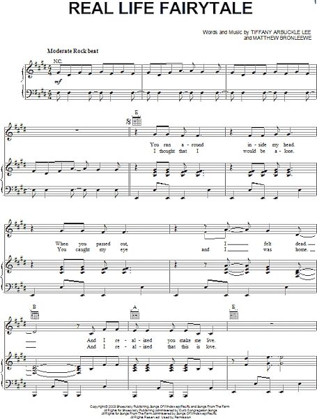 open zoom image for Real Life Fairytale - Piano/Vocal/Guitar, New, Main