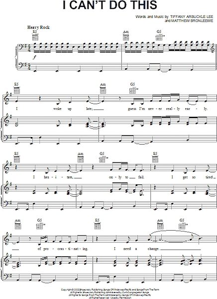 open zoom image for I Can't Do This - Piano/Vocal/Guitar, New, Main