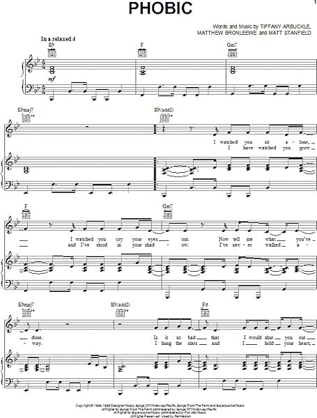 open zoom image for Phobic - Piano/Vocal/Guitar, New, Main