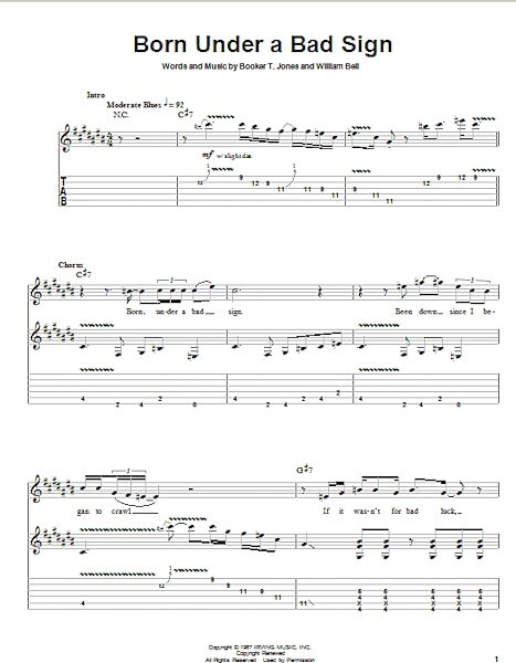 open zoom image for Born Under A Bad Sign - Guitar Tab Play-Along, New, Main