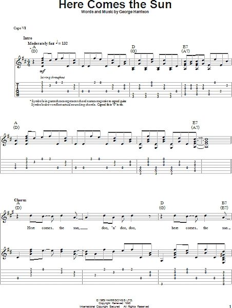 open zoom image for Here Comes The Sun - Guitar Tab Play-Along, New, Main