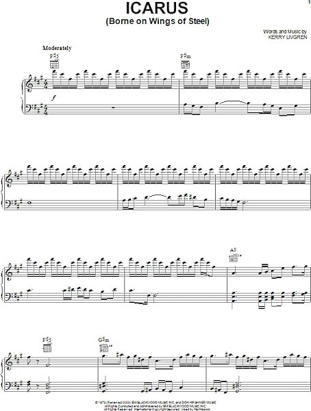 open zoom image for Icarus (Borne On Wings Of Steel) - Piano/Vocal/Guitar, New, Main