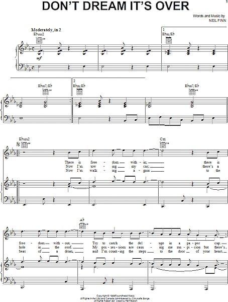 open zoom image for Don't Dream It's Over - Piano/Vocal/Guitar, New, Main
