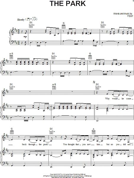 open zoom image for The Park - Piano/Vocal/Guitar, New, Main