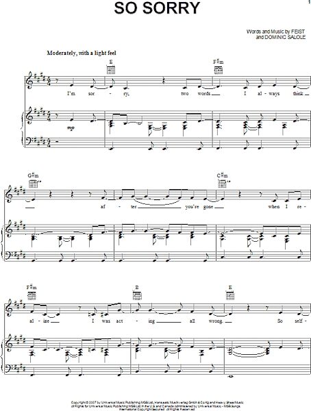 open zoom image for So Sorry - Piano/Vocal/Guitar, New, Main