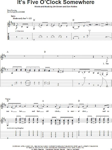 open zoom image for It's Five O'Clock Somewhere - Guitar Tab Play-Along, New, Main