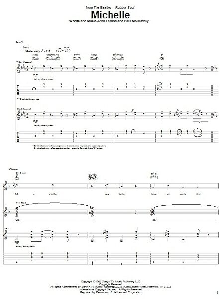 open zoom image for Michelle - Guitar TAB, New, Main