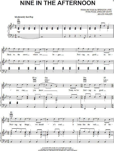 open zoom image for Nine In The Afternoon - Piano/Vocal/Guitar, New, Main