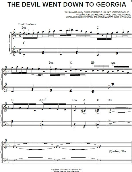 open zoom image for The Devil Went Down To Georgia - Easy Piano, New, Main