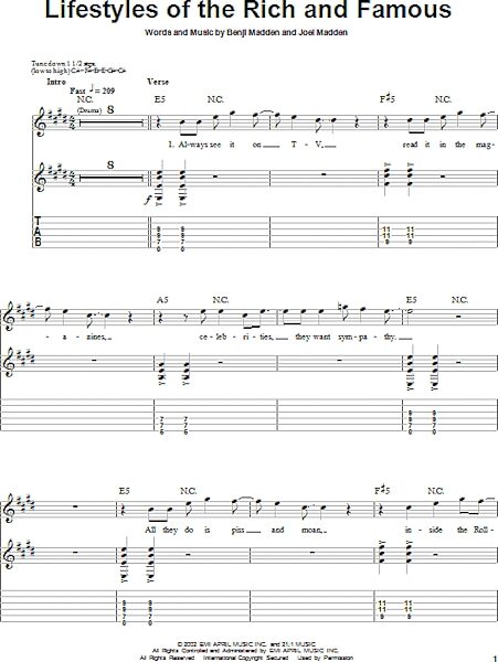 open zoom image for Lifestyles Of The Rich And Famous - Guitar Tab Play-Along, New, Main