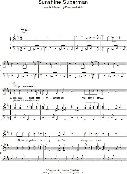 open zoom image for Sunshine Superman - Piano/Vocal/Guitar, New, Main