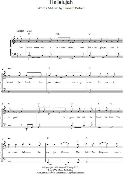 open zoom image for Hallelujah - Easy Piano, New, Main
