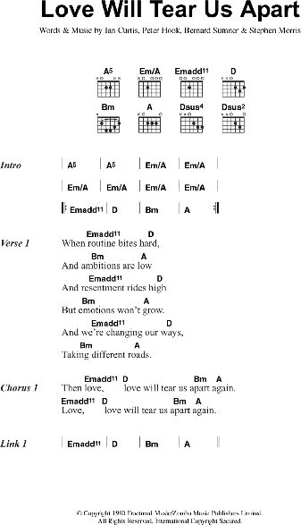open zoom image for Love Will Tear Us Apart - Guitar Chords/Lyrics, New, Main